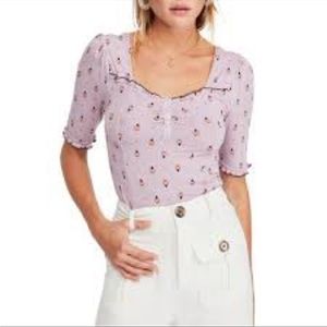 Free People Bosanova Lilac Printed Boho Crop Top